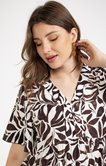 Robe mi longue imprimé col lacet