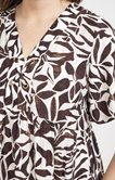 Robe mi longue imprimé col lacet