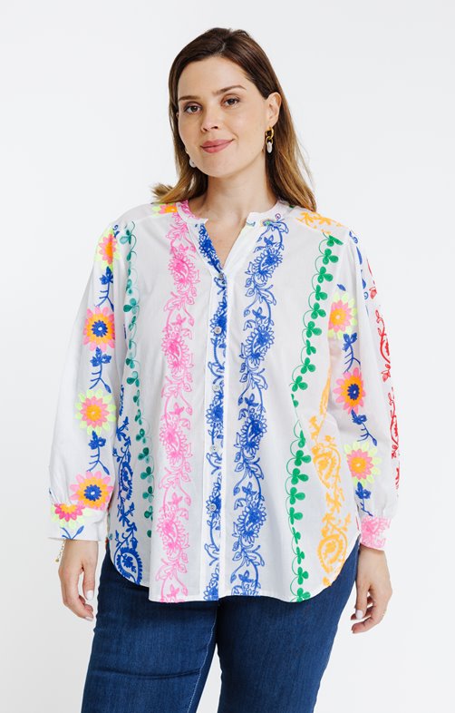 Chemise brodée multicolore
