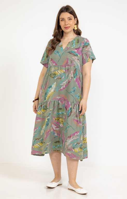 Robe plastron lin viscose