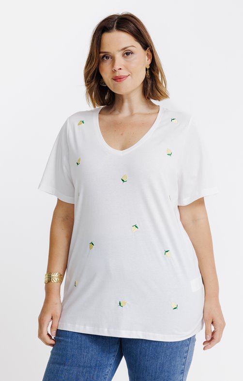 Tee-shirt avec broderies citrons