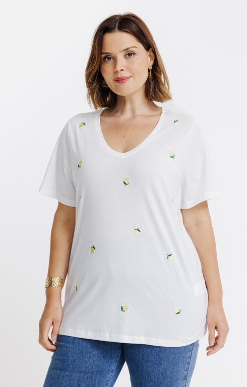 Tee-shirt avec broderies citrons