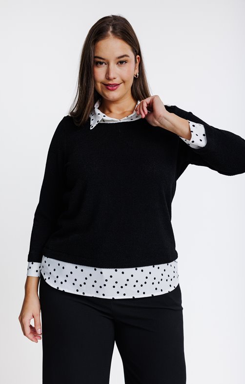 Pull 2-en-1 avec chemise à pois