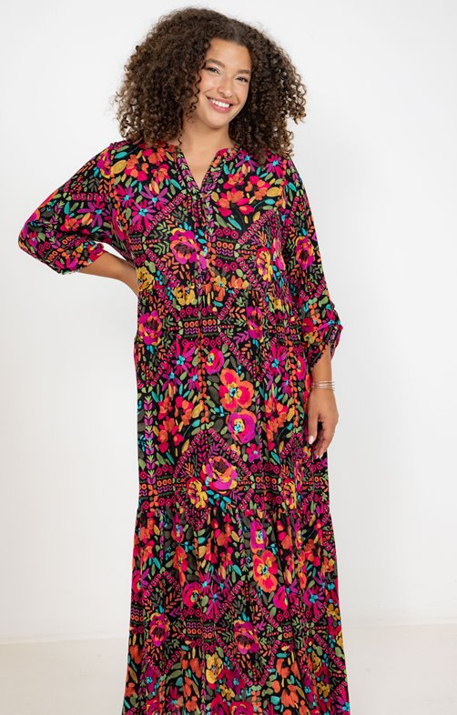 Robe longue crépon multicolore