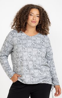 Tee-shirt maille chaude imprimé chats