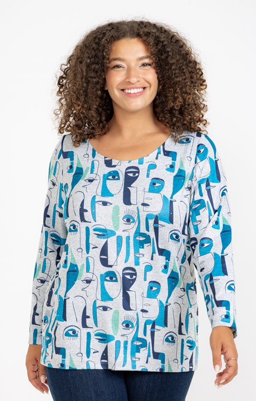 Tee-shirt maille chaude imprimé visages