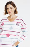 Tee-shirt maille chaude rayé et fleurs