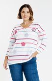 Tee-shirt maille chaude rayé et fleurs