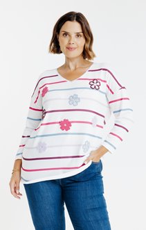 Tee-shirt maille chaude rayé 