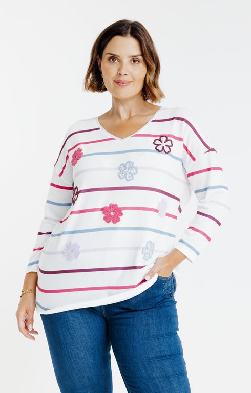 Tee-shirt maille chaude rayé 