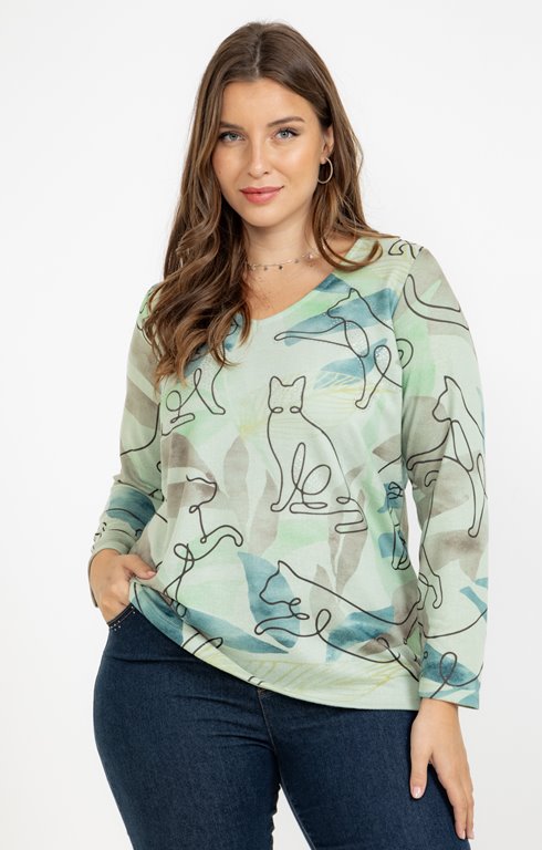 Tee-shirt maille chaude imprimé chats