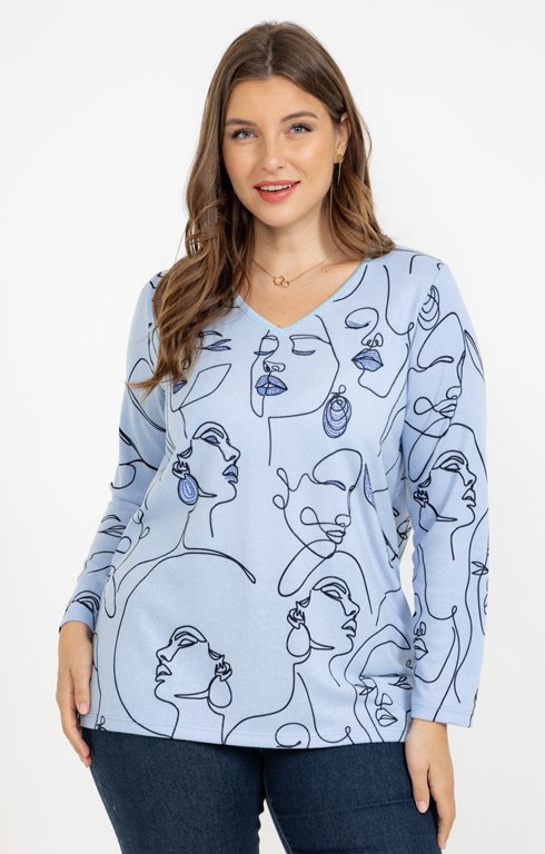 Tee-shirt maille chaude imprimé visages