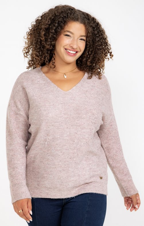 Pull col V avec strass