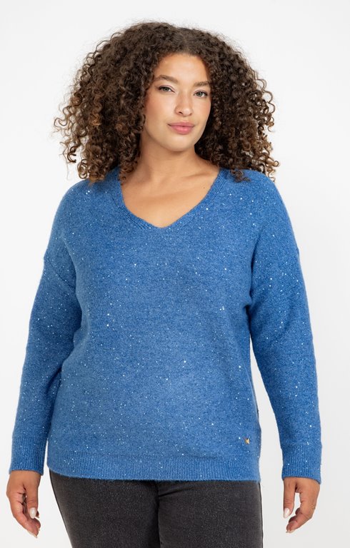 Pull col V avec strass
