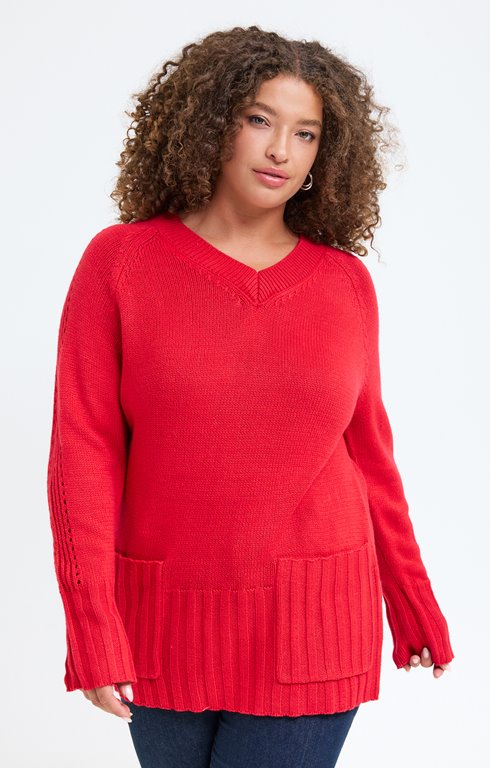 Pull col V avec poches