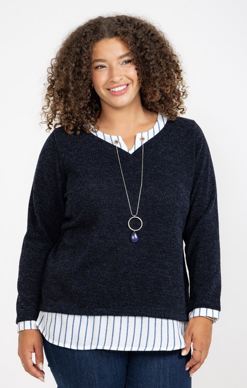 Pull 2-en-1 avec empiècement à rayures