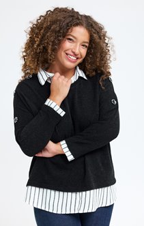 Pull 2-en-1 avec empiècement rayé