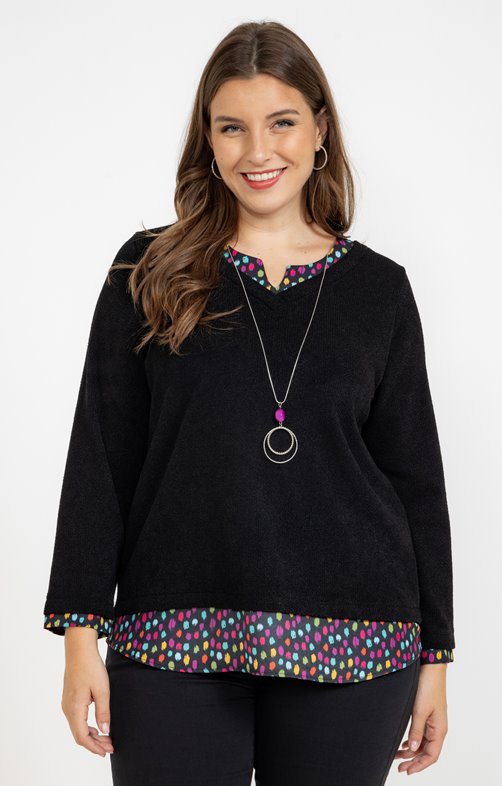 Pull 2-en-1 avec empiècement fantaisie