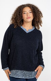 Pull 2-en-1 avec empiècement filet