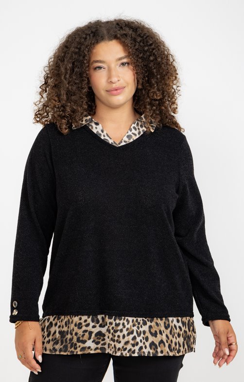 Pull 2-en-1 imprimé léopard