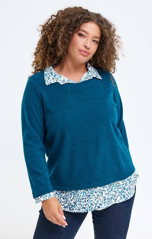 Pull 2-en-1 empiècement fantaisie