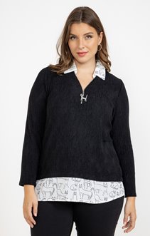 Pull 2-en-1 imprimé chat