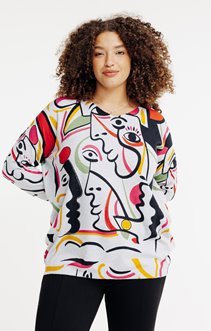 Pull imprimé fantaisie avec strass