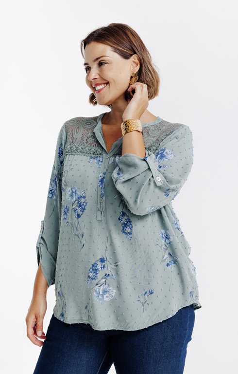 Chemise imprimée avec plumetis