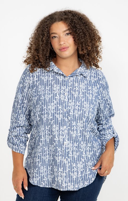 Chemise rayée effet brodé