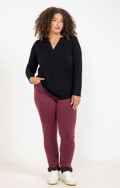 Pantalon droit effet satin