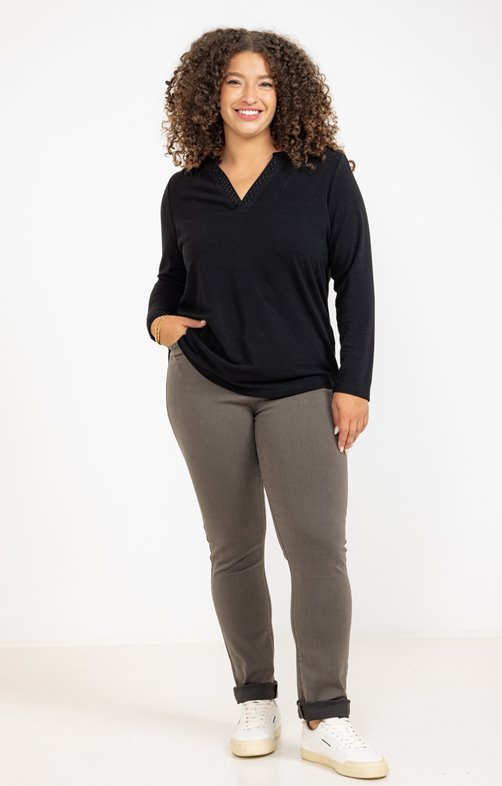 Pantalon droit effet satin
