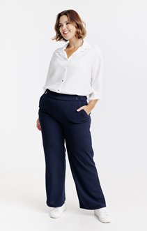 Pantalon large uni bouton ancre