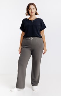 Pantalon large uni à boucle