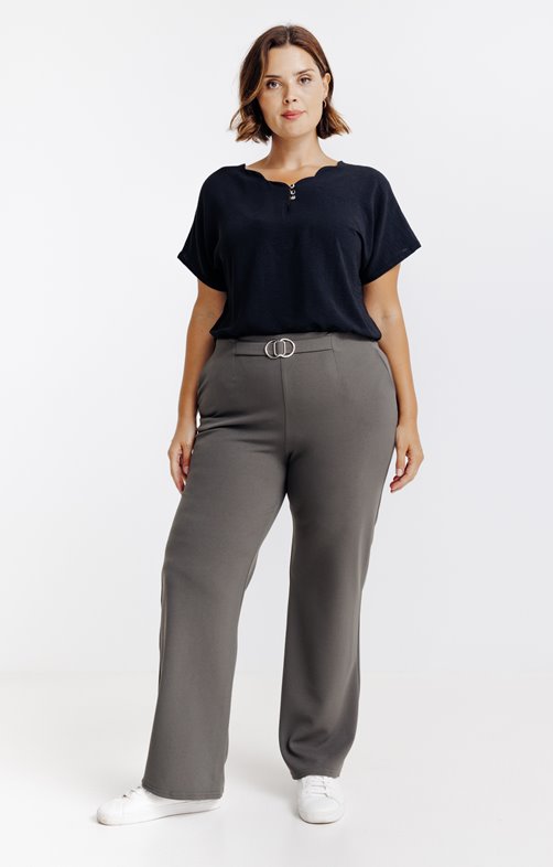 Pantalon large uni à boucle