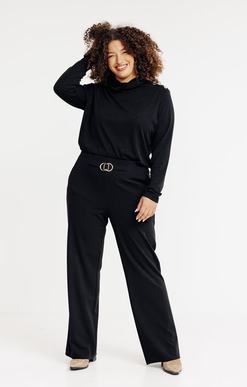 Pantalon large uni à boucle