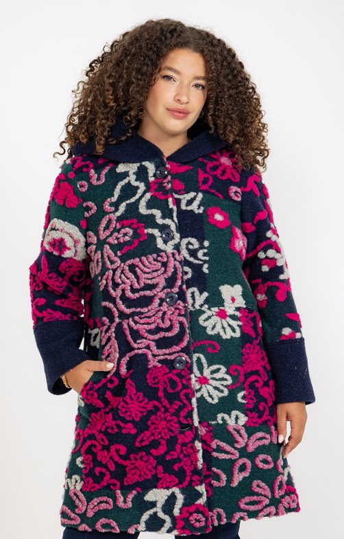 Manteau fantaisie patchs multicolores
