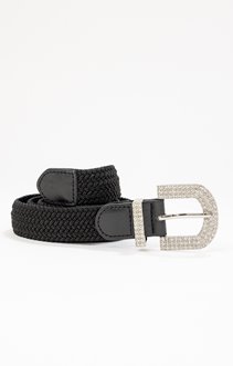Ceinture tressée élastique boucle strass
