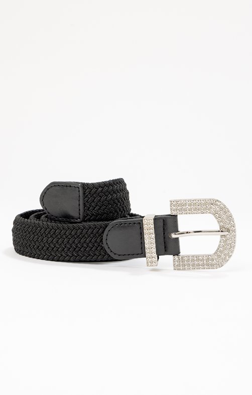Ceinture tressée élastique boucle strass