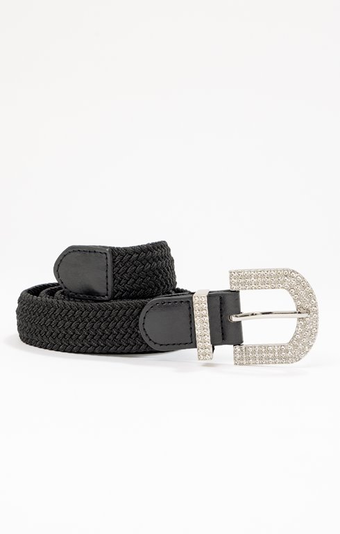 Ceinture tressée élastique boucle strass