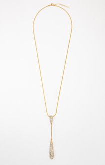 Sautoir doré pendentif goutte strass