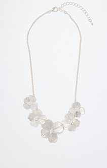Ras-de-cou 5 fleurs silver