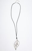Sautoir grosse feuille silver