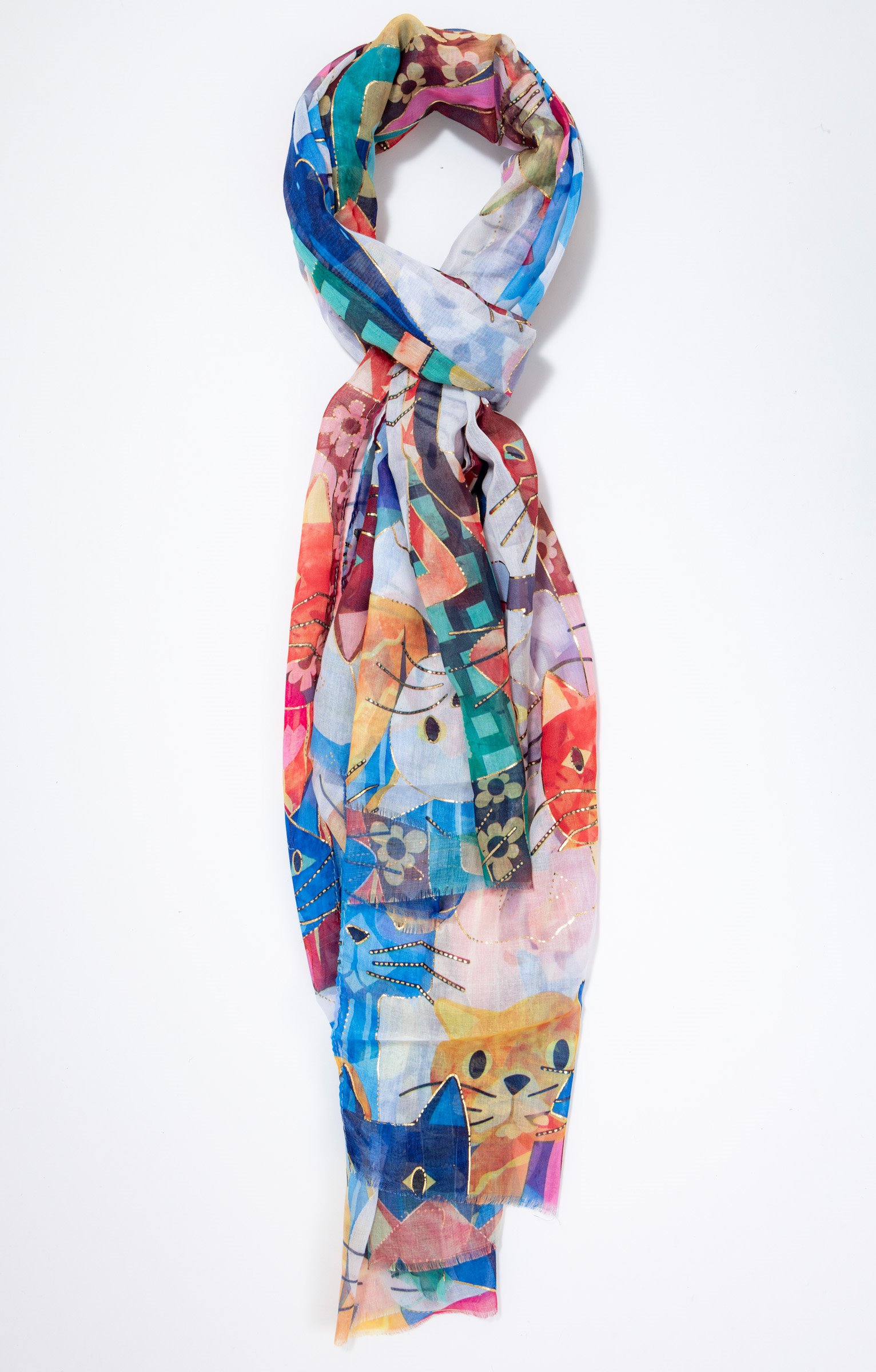 Foulard imprimé chats multicolore coloris MULTICOLORE Toscane