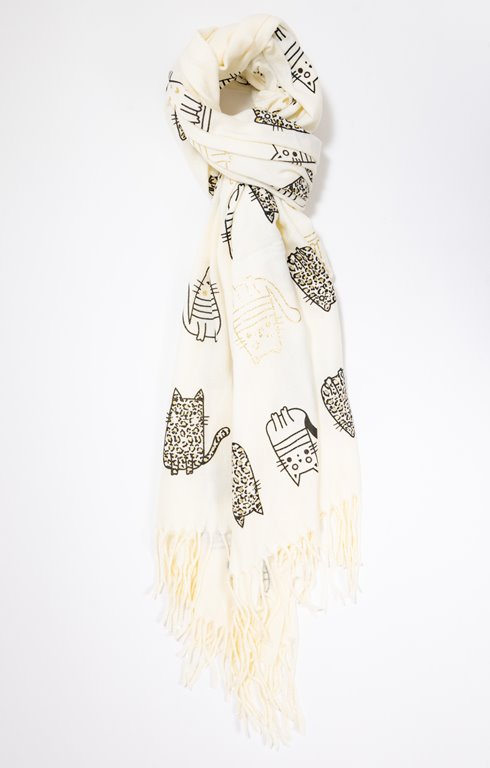 Foulard imprimé chat matière douce
