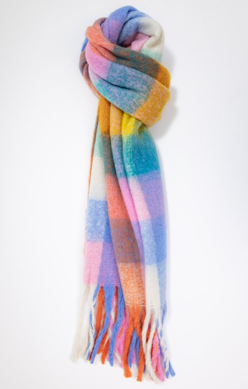 Echarpe chaude à carreaux multicolores