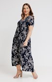 Robe longue marine imprimé fleuri 