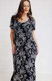 Robe longue marine imprimé fleuri 