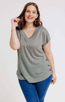 Tee-shirt aspect lin avec boutons