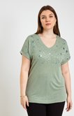 Tee-shirt uni avec strass étoile 