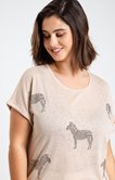 Tee-shirt aspect lin avec zèbre